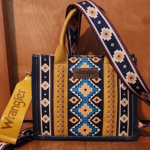 Wrangler Women's Blue and Yellow Patterned Crossbody Bag